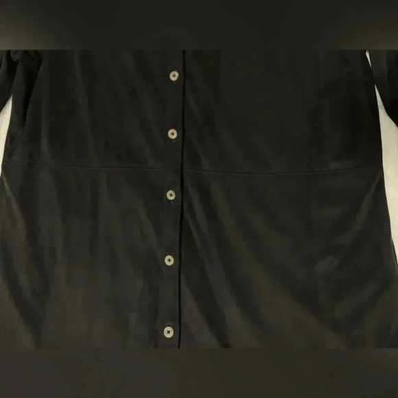 2/$12 Foxcroft Faux Suede Button Down Shirt 6 Black Relaxed Fit Classic Preppy - Picture 4 of 10